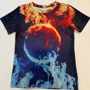 Men’s large 3D Fire and Ice Graphic T-Shirt